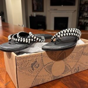 Free People Monochrome Striped Sandals